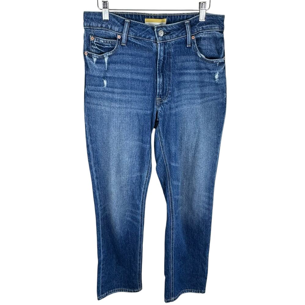 Old Navy Medium Wash Legacy Straight High Rise Cotton Distressed Denim Jeans 8